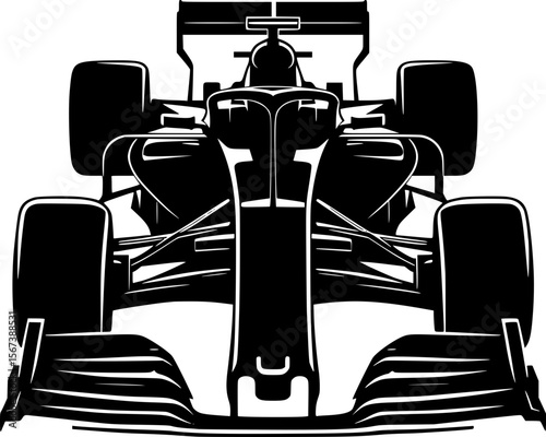 Silhouette of a person driving Formula 1 car, clean vector flat style, no logo and brand
