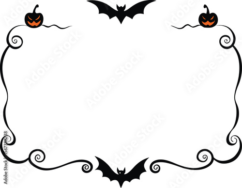 Halloween Bats flourish swirls fancy lines decorative elements