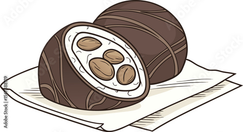 chocolate candy dessert with almond filling