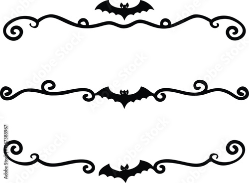 Halloween Bats flourish swirls fancy lines decorative elements