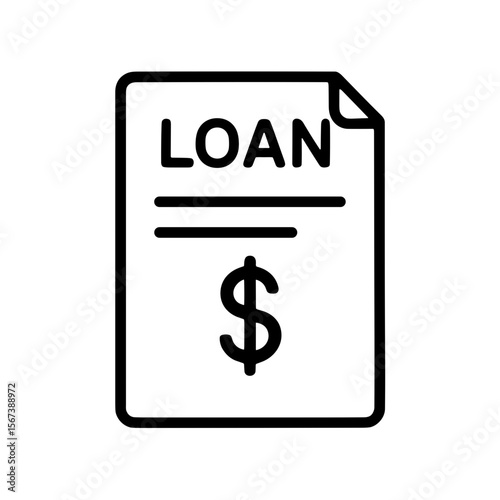 Outline loan document icon representing borrowing and credit contract