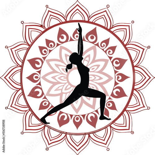 Yoga Pose Inside Mandala Circle Silhouette Vector