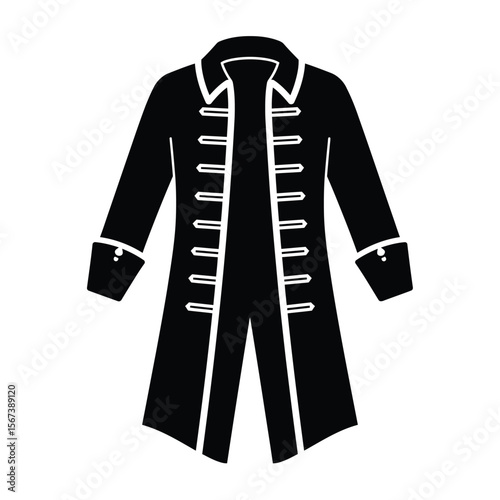 Black pirate coat icon on white background jacket clothing