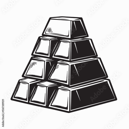 Stack of gold bars image vector isolated on white background.