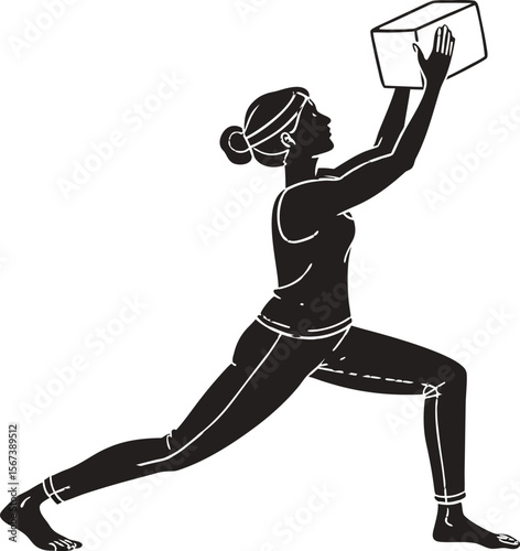 Yoga Practitioner Using Block Under Hands Silhouette Vector