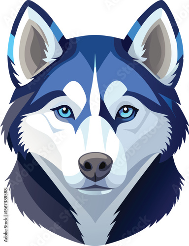 Majestic Siberian Husky Dog Head Portrait Illustration