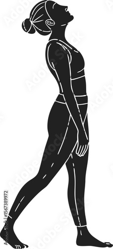 Yoga Tadasana Mountain Pose Silhouette Vector
