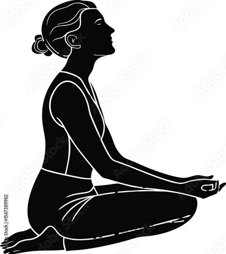 Yoga Sukhasana Easy Sitting Pose Silhouette Vector