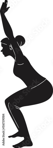 Yoga Utkatasana Chair Pose Silhouette Vector