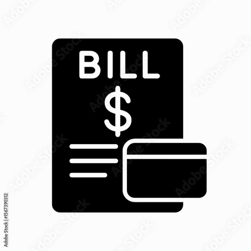 Filled bill and credit card icon representing online payment