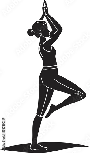 Yoga Vrikshasana Tree Pose Silhouette Vector
