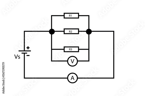 Series and parallel electrical circuits. Parallel circuit, Series circuit, basic electric circuits experiment vector. Kirchhoff voltage law. series and parallel circuits with Batter and light bulb