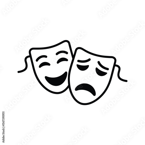 Iconic comedy and tragedy theater masks representing drama and performance