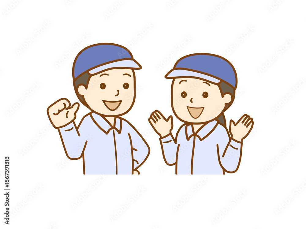 作業服の男女 作業服の男女