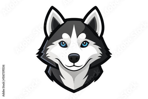 Friendly Husky Dog Head Mascot Logo Design
