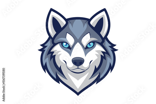 Cartoon Husky Dog Head Mascot Logo Design