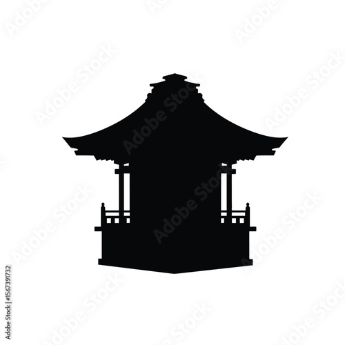 Black silhouette of Japanese portable shrine mikoshi icon