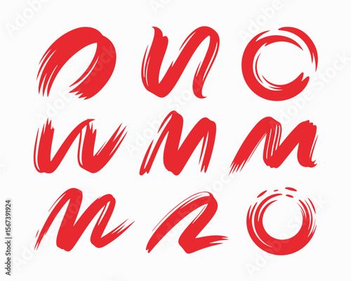 Red brush strokes vector illustration, abstract grunge texture on white background. Artistic design element, paint smear, ink splatter, creative graphic element.