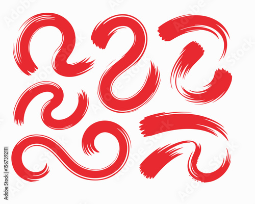 Red brush strokes vector illustration, abstract grunge texture on white background. Artistic design element, paint smear, ink splatter, creative graphic element.