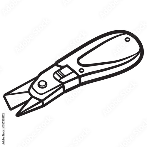 Black and white line art illustration of an eye glass lens frame trimming tool