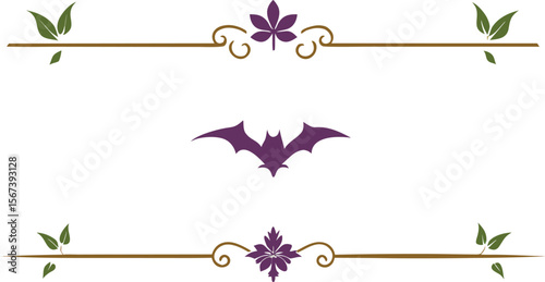 Halloween Bats flourish swirls fancy lines decorative elements