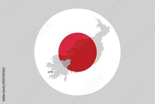 Abstract Japanese Flag Design with Ripped Edge