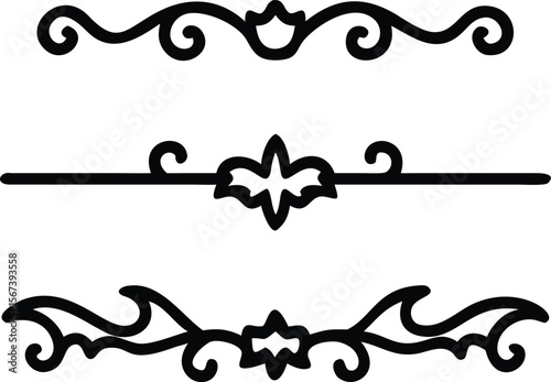 Halloween Bats flourish swirls fancy lines decorative elements