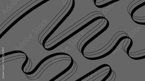 Abstract ribbon and line elements on dark background.
