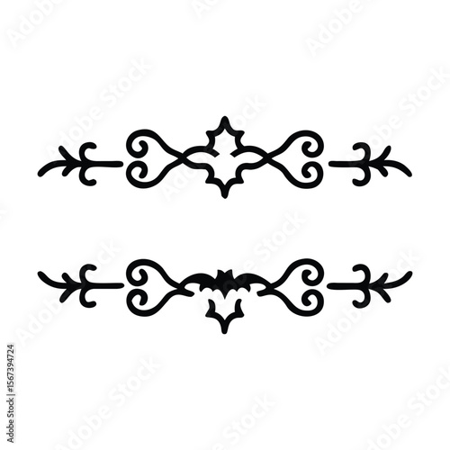 Halloween Bats flourish swirls fancy lines decorative elements