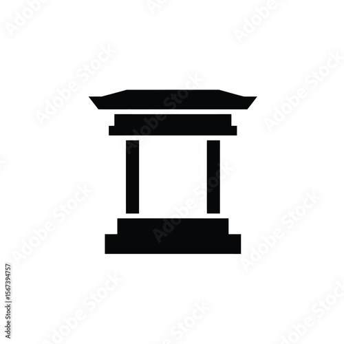 Black silhouette of a shrine offering box icon vector