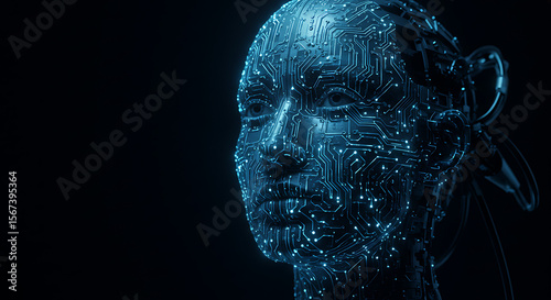 Cybernetic Humanoid Face Futuristic AI Portrait