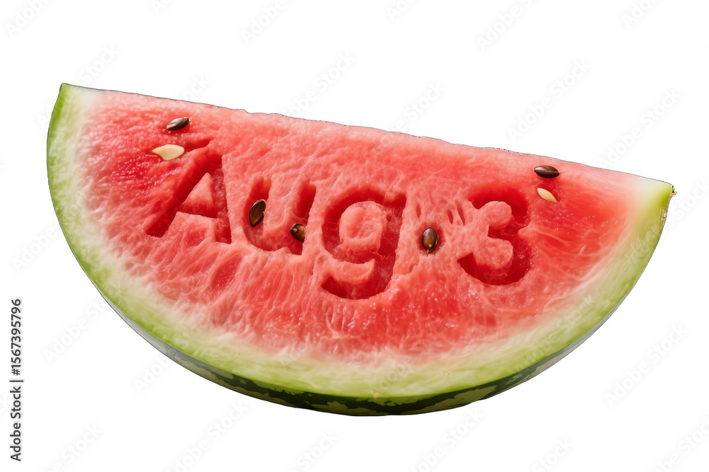 Watermelon Slice with Aug 3 Text Carved Watermelon Slice with Aug 3 Text Carved