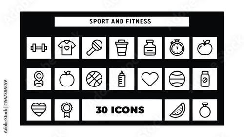 Sport fitness icons collection healthy lifestyle vector