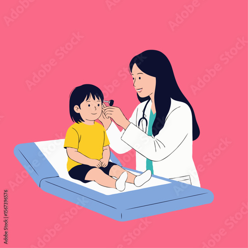 Pediatrician Examining a Sick Child During Medical Checkup in Clinic