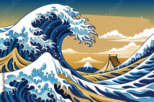 Great Wave off Kanagawa Modern Ukiyo e Art Print