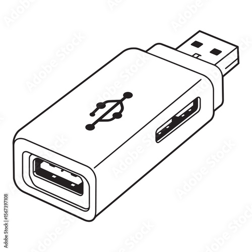 Vector illustration of a modern usb to usb adapter for electronic devices and technology