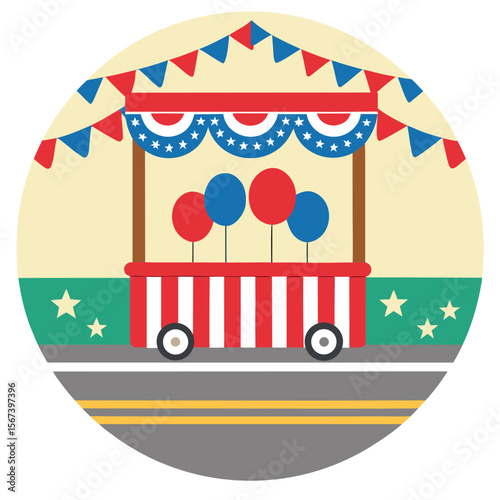 Festive fourth of july parade float celebration banner design