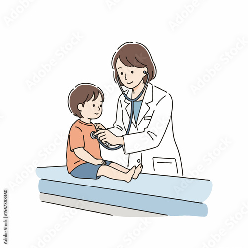 Pediatrician Examining a Sick Child During Medical Checkup in Clinic