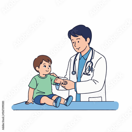 Pediatrician Examining a Sick Child During Medical Checkup in Clinic