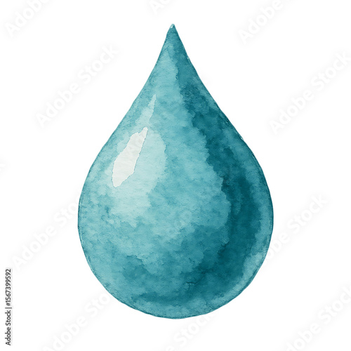painting of water drop made of watercolor isolated on transparent background 