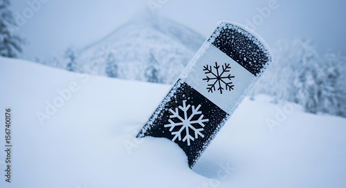 Snowy Mountain Path Sign In Winter Wonderland With Fresh Powder Environment
