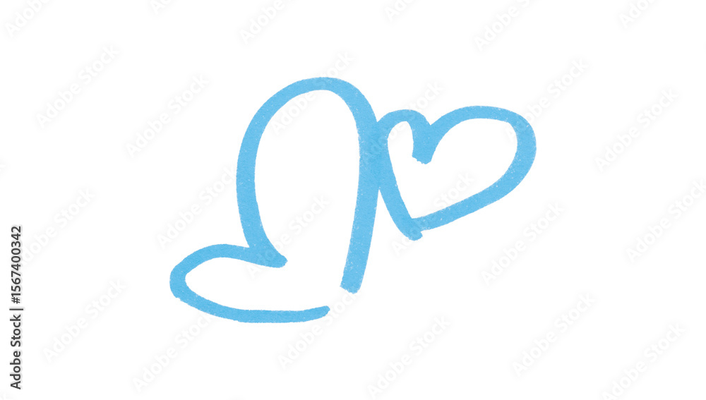 Fototapeta premium A light blue heart drawn in ink sits on a transparent background.