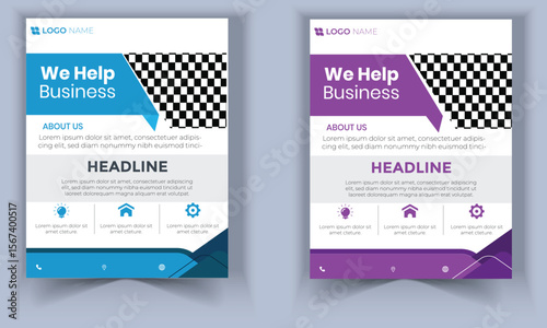 A bundle of 2 templates of two colors 
A4 flyer template, modern business flyer template, abstract business flyer and creative design, IT company flyer and editable vector template design, A new,