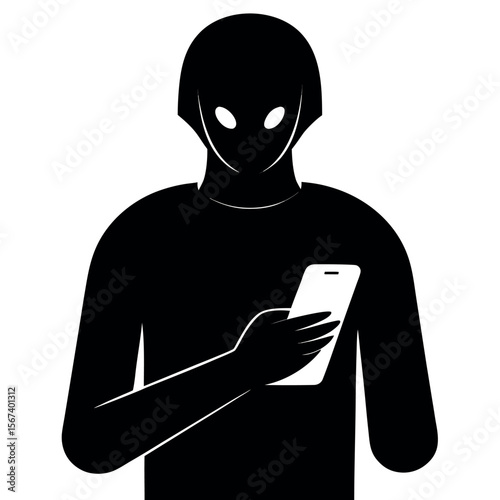 High contrast person silhouette holding an object in profile view