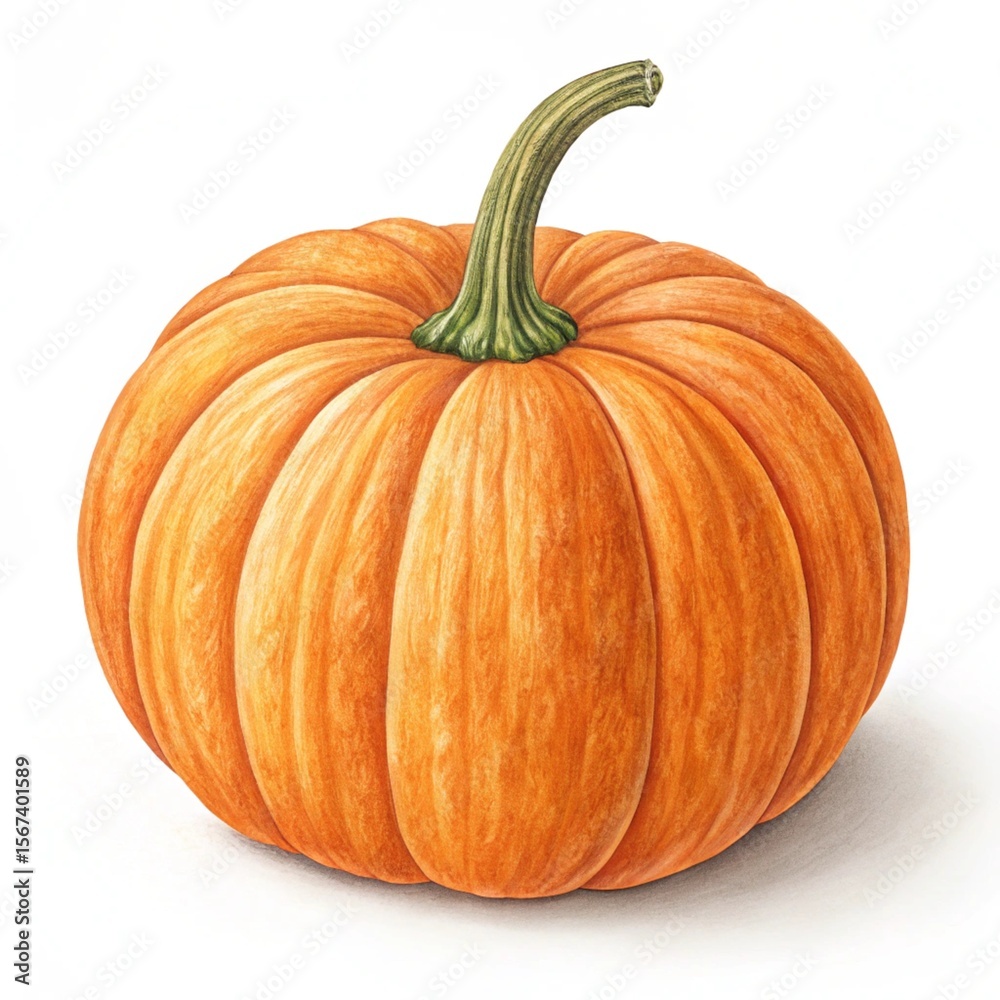 Obraz premium A vibrant orange pumpkin isolated on white background