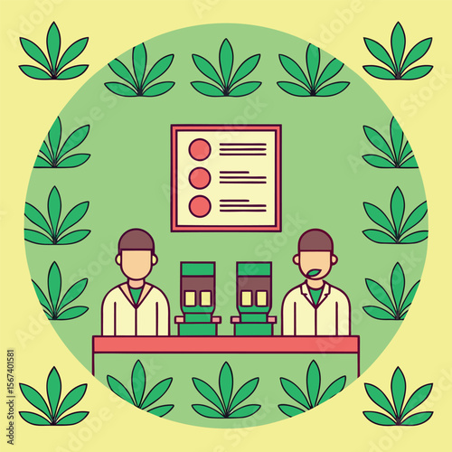 Vibrant botanical research illustration with scientific elements