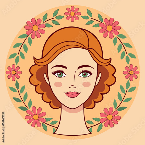 Captivating beauty portrait adorned with vibrant floral elements