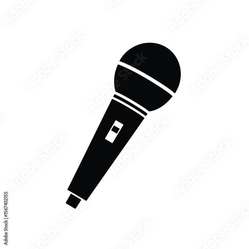 Black silhouette of a karaoke microphone music sound