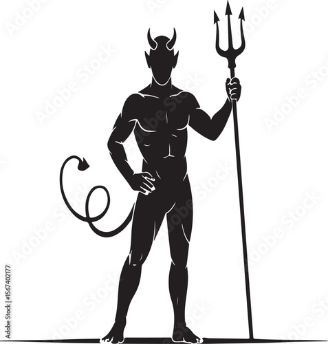 Striking Devil Figure Silhouette - Evil & Mythology