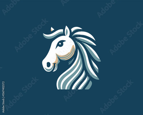 Abstract equestrian vector logo with striped mane